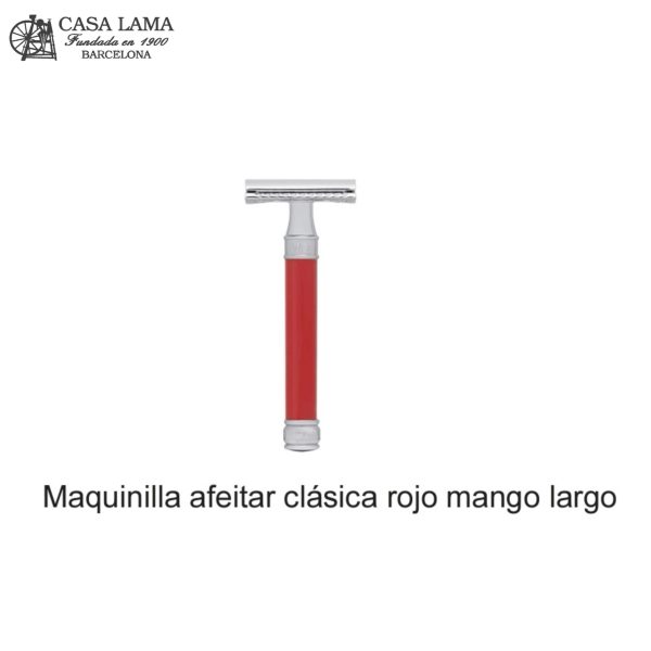 Maquina de afeitar clásica roja mango largo Edwin Jagger